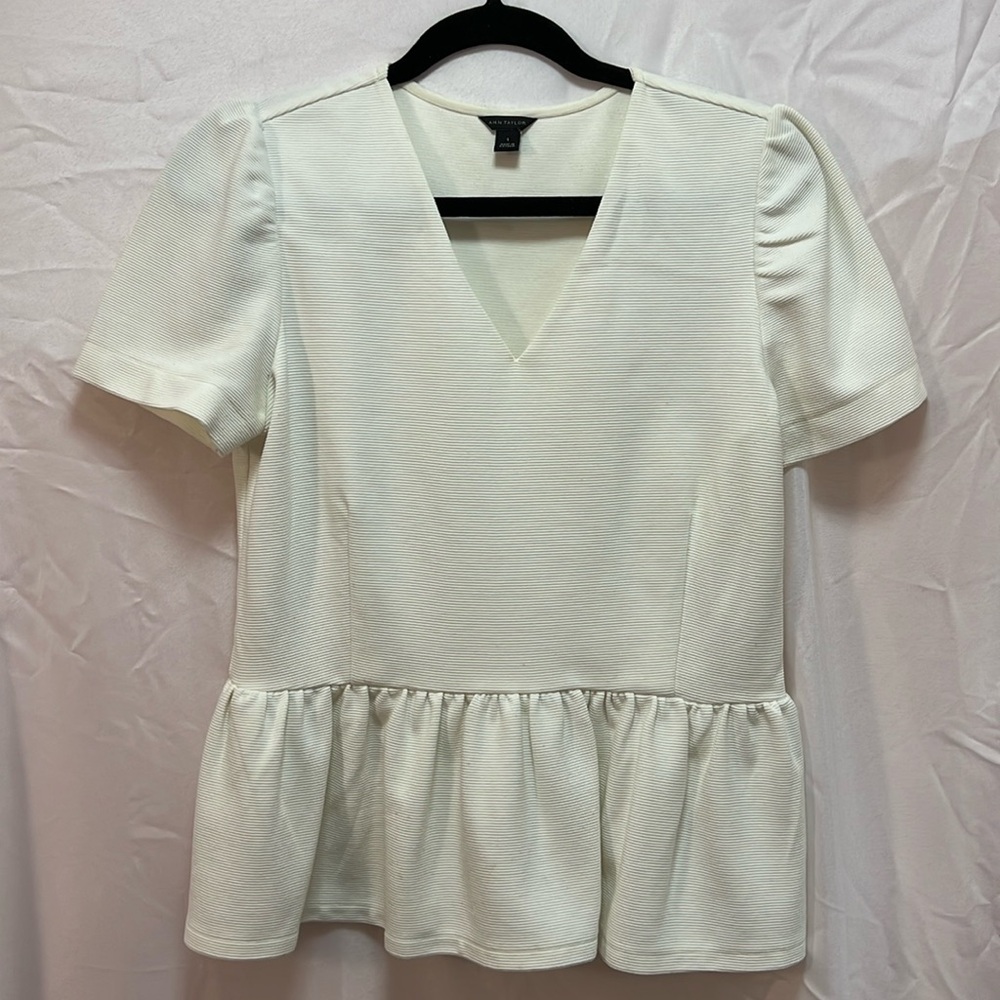 Ann Taylor Ribbed Peplum shirt